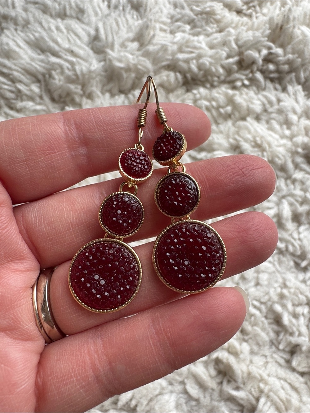 Red Druzy‎ Style Earrings